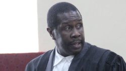 Attorney General Jaundy Martin speaking at the special sitting of the High Court last Tuesday. (iWN photo)