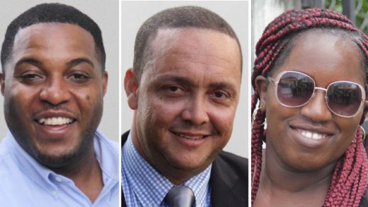 From left, Joshua Da Silva, general manager of Star Garage, defence counsel Grant Connell, and the defendant Eunice Dowers. (iWN photo)