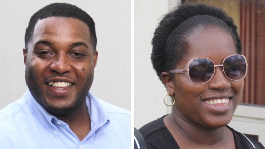 General Manager of Star Garage, Joshua Da Silva, left, and former employee, Eunice Dowers, the accused, seen here in iWN photos from January 2020.
