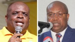 Mp for North Leeward, Roland "Patel" Matthews, left, and Commissioner of Police Colin John. (iWN file photos)