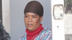 The defendant, Patricia Richards, leaves the Kingstown Magistrate's Court. (iWN photo)