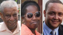 From left: Businessman Bertille "Silky" Da Silva, his former employee and the accused Eunice Dowers, and Dowers' lawyer, Grant Connell. (iWN photos)