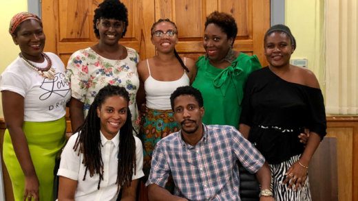 Back row: (from left) Rachel Bailey, Shari Ollivierre, Christal Oliver (Treasurer), Kimya Glasgow (Secretary), Ikesha Delplesche. Seated: Odini Sutherland (President) & Rhondel Dickson (Vice President) 