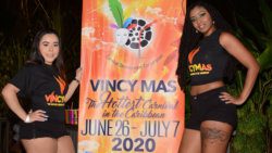 Vincy Mas Brand Ambassadors working at the event in Trinidad. 