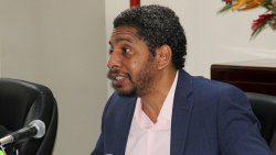 Minister of Finance. Camillo Gonsalves speaking at the press conference last week. (iWN photo)