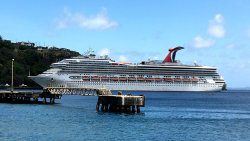 A cruise ship, Carnival Glory, repatriates Vincentians in May. (iWN photo)