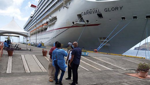 Carnival Glory docked in Kingstown on Saturday. (Photo: API/Facebook)