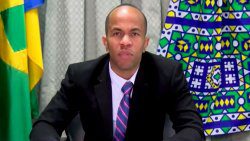 Minister of Health Luke Browne addressing the WHA last week.