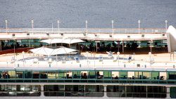 Sailors aboard the Royal Caribbean cruise ship in Kingstown on Tuesday. (iWN photo)