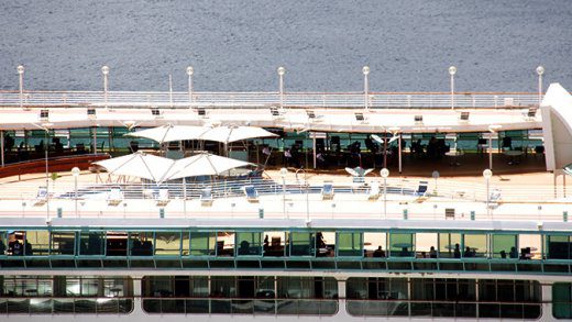 Sailors aboard the Royal Caribbean cruise ship in Kingstown on Tuesday. (iWN photo)
