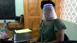 Grace 6 language arts teacher, Suzette-Hoyte-Holder in her class on Monday. (iWN photo)