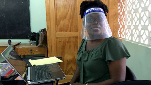 Grace 6 language arts teacher, Suzette-Hoyte-Holder in her class on Monday. (iWN photo)