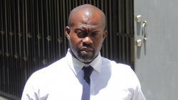 Corporal 403 Nigel John leaves the Serious Offences Court in early June. (iWN photo)