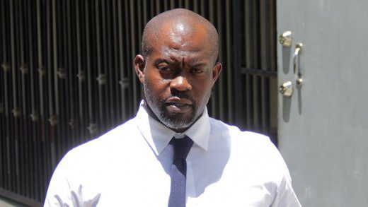 Corporal 403 Nigel John leaves the Serious Offences Court in early June. (iWN photo)