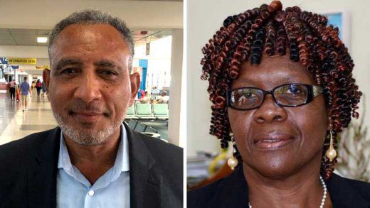 Opposition Leader Godwin Friday, left, and Supervisor of Elections, Dora James. (File photos)