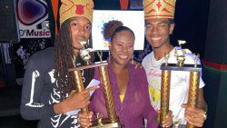 Candace Sealey, one of the organisers of the event, pose with Virtual Ragga Soca, D’Fusion, right, and ChowMinister.