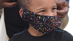 An internet photo of a child wearing a face mask.