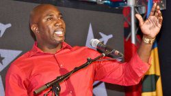 Orando Brewster, the Unity Labour Party's candidate for Central Leeward at the party event last week, where he also said he has a "doctorate in medicine".  (Photo: Lance Neverson/Facebook) 