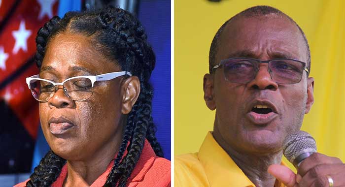 ULP candidate for West Kingstown, SEnator Debbie Charles, and MP for West Kingstown, Daniel CUmmings. (Photos: Lance Neverson/Facebook; iWN)