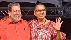 Prime Minister Ralph Gonsalves and his wife, Eloise at a Unity Labour Party event in late August. (Photo: Lance Neverson/Facebook)