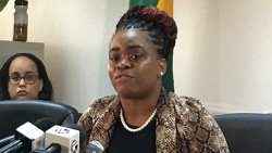 Health Promotion Officer Shanika John speaking at Friday's press conference. (iWN photo) 