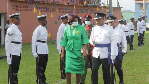 Governor General Dame Susan Dougan inspects a guard of honour at the 2020 Independence Parade. (iWN photo)