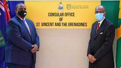 Bishop Ishmael Charles, honorary consul of St Vincent and the Grenadines and Andrew Fahie, Premier and Minister of Finance in the British Virgin Islands. (Photo: Gov’t of the BVI website)