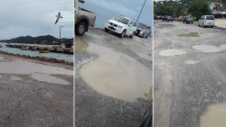 The situation at the temporary wharf in Canouan this week. 