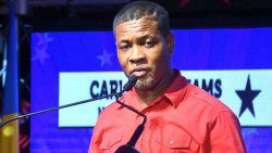 The Unity Labour Party’s candidate for the Northern Grenadines, Carlos Williams speaking at the virtual public meeting on Sept. 30. (Photo: Lance Neverson/Facebook)