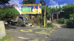 Electio markings on the road in Block 2000 on Wednesday. (iWN photo)