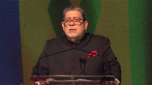 In this screen grab of a Facebook Live video, Prime Minister Ralph Gonsalves delivers the speech in which he announces the election date. 