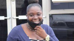 Tedicia Williams was handed a suspended prison sentence for her 11-day breach of quarantine. She is seen here after he court appearance on Friday. (iWN photo) 