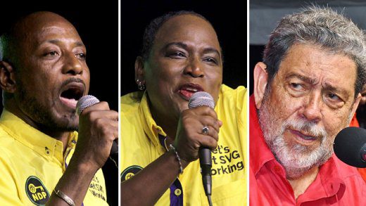 From left: Dwight Fitzgerald Bramble, Kay Bacchus-Baptiste, and Ralph Gonsalves. (File photos)