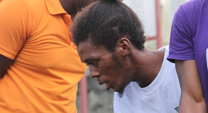 The accused, Jrann Browne arrives at the Kingstown Magistrate's COurt on Friday. (iWN photo)