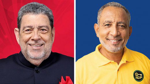 Prime Minister Ralph Gonsalves, left, and Opposition Leader Godwin Friday. (Photos: ULP & NDP/Facebook)