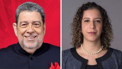 Prime Minister Ralph Gonsalves, left, and his daughter, Isis. 