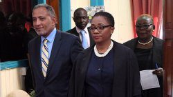 Opposition Leader Godwin Friday, left, and House Speaker Rochelle Forde. (File photo by S. Ollivierre/API)