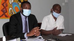 Lawyers Akin John, left, and Jomo Thomas at the press conference last week. (iWN photo)