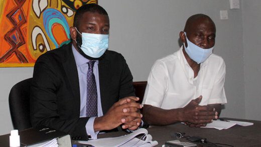 Lawyers Akin John, left, and Jomo Thomas at the press conference last week. (iWN photo)