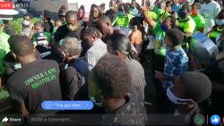 A scene from the funeral in Barrouallie. (Source: Facebook Live)