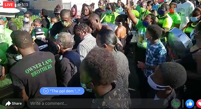 A scene from the funeral in Barrouallie. (Source: Facebook Live)