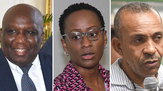 From left: Minister of Health Jimmy Prince, Chief Medical Officer Simone Keizer-Beache and Permanent Secretary Cuthbert Knights.