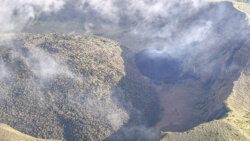 The crater of La Soufriere, showing the new dome, to the right. (Photo: NEMO/Facebook)