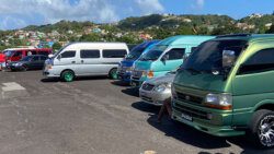 Minibuses in Kingstown in February 2021. (iWN photo)