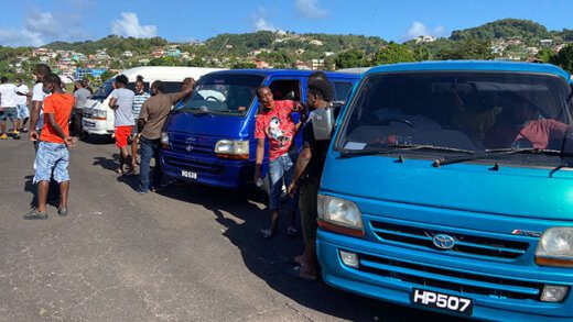 Some of the vans at the decommissioned E.T. Joshua Airport, in Arnos Vale, after withdrawing their service on Monday. (iWN photo)
