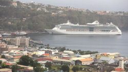 One of the cruise ships that had come to St. Vincent in case persons wanted to evacuate during to other Caribbean islands. (iWN photo)