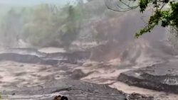 This screenshot from footage by Paul Cole - Plymouth University, shows a lahar in progress in St. Vincent on Monday.
