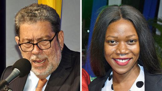 Prime Minister Ralph Gonsalves, left, and Senator Ashelle Morgan. (File photos by Lance Neverson/Facebook(