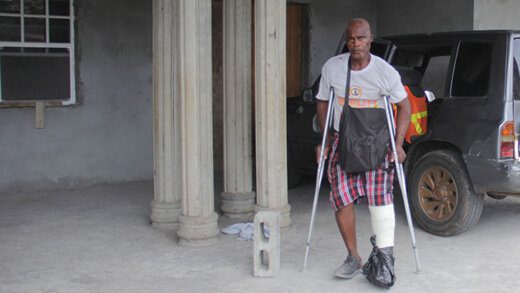 Cornelius John's foot was placed in a cast after the shooting (iWN file photo)