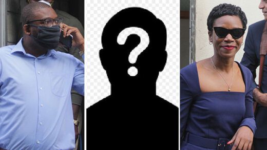 Assistant DIrector of Public Prosecution, Karim Nelson, left, Senator Ashelle Morgan, right, and a third person whose identity officials have not revealed, are said to have been at Cornelius John's home on April 13, when he was shot.
